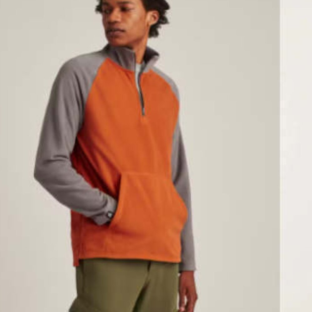 Bonobos Fielder Half Zip Polar Fleece Rust Gray‎ L